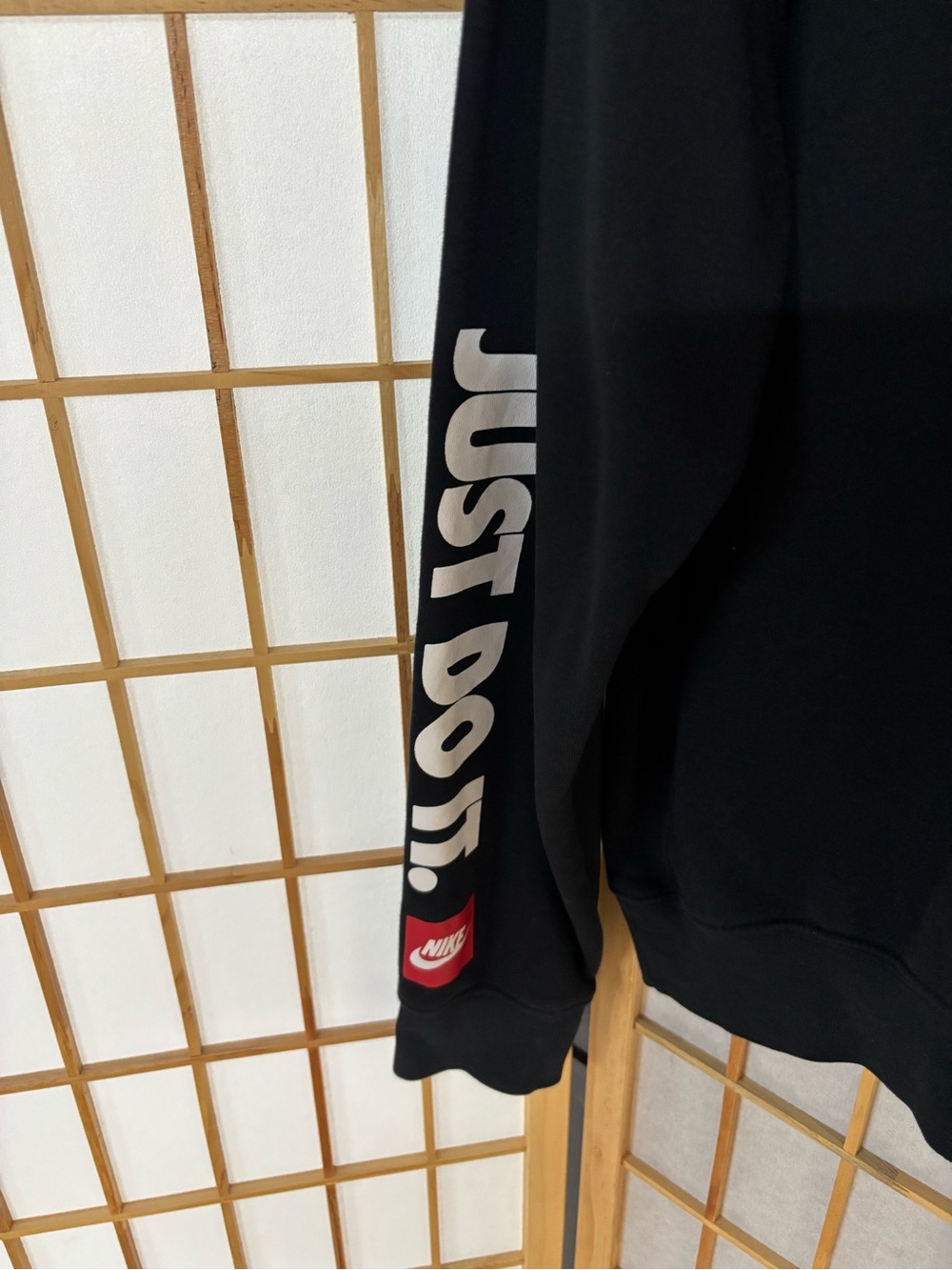 Nike Men’s Black Crewneck Sweatshirt with Red Logo Accents - Picture 4 of 4